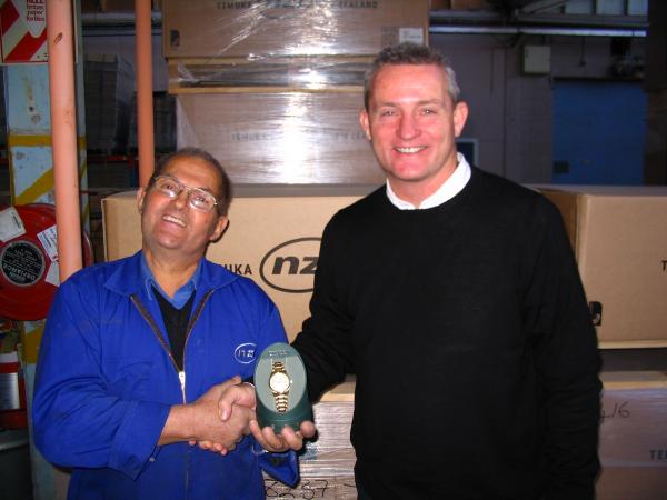 Robin Breakwell receives his NZI 25 Club gold watch, June 2011 (Delayed Recognition)