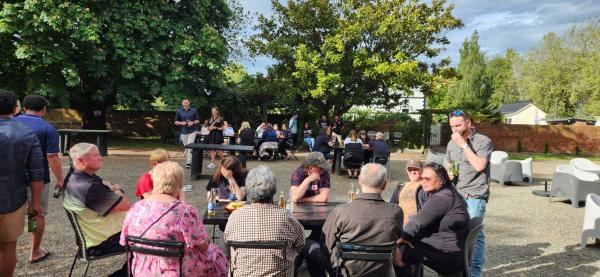 Pre-dinner drinks in the courtyard