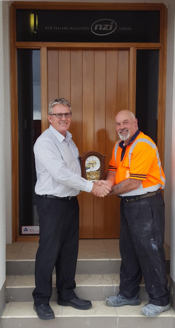 Gary Aspden receives a clock for 25 years service, November 2016